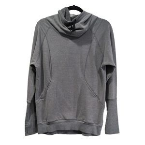 Zella Womens Hooded Cowl Neck Sweatshirt Size M Gray Ribbed Athleisure Pullover